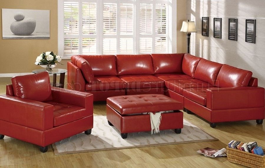 10 Best Collection of Red Leather Sectional Sofas with Ottoman