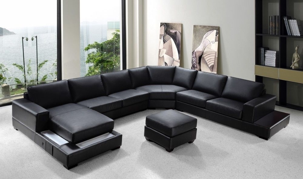 Most Recent U Shaped Couch Stylish Modern Black Leather Sectional With 13 With U Shaped Leather Sectional Sofas 