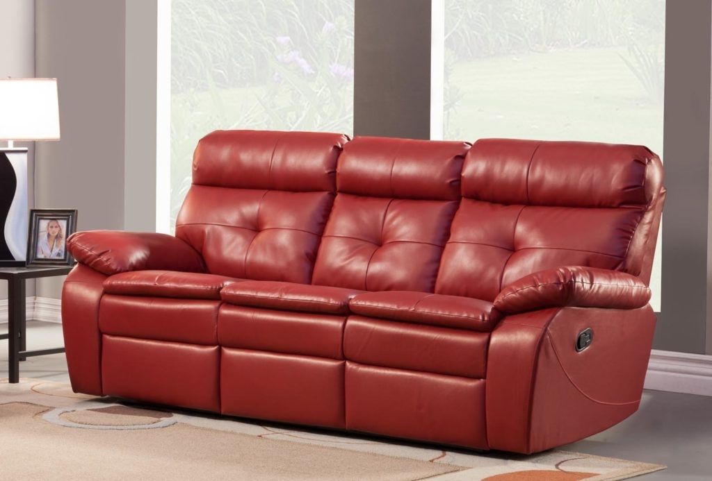 red leather reclining sofa and loveseat