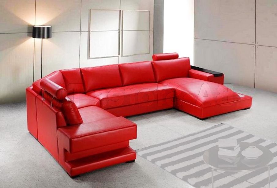 red leather sectional sofa bed