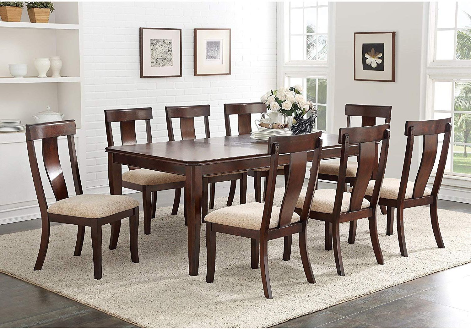 Contemporary Dining Room Set 8 Chairs