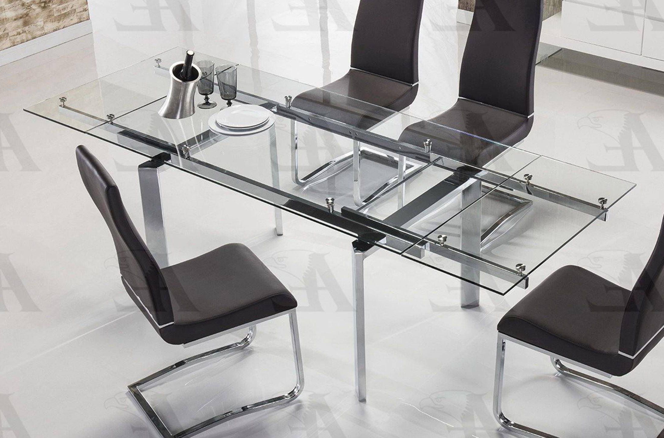 2023 Latest Chrome Dining Tables With Tempered Glass 