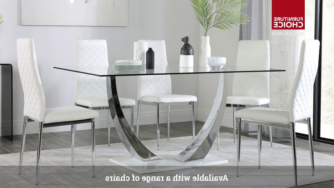 2023 Latest Chrome Dining Tables With Tempered Glass 